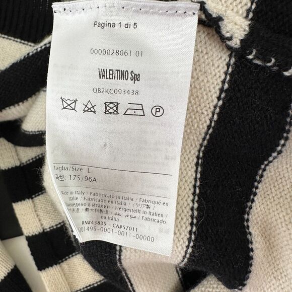 Valentino Off White & Black Horizontal Stripe Open Back Satin Shoulder Tie Top L - Picture 12 of 16